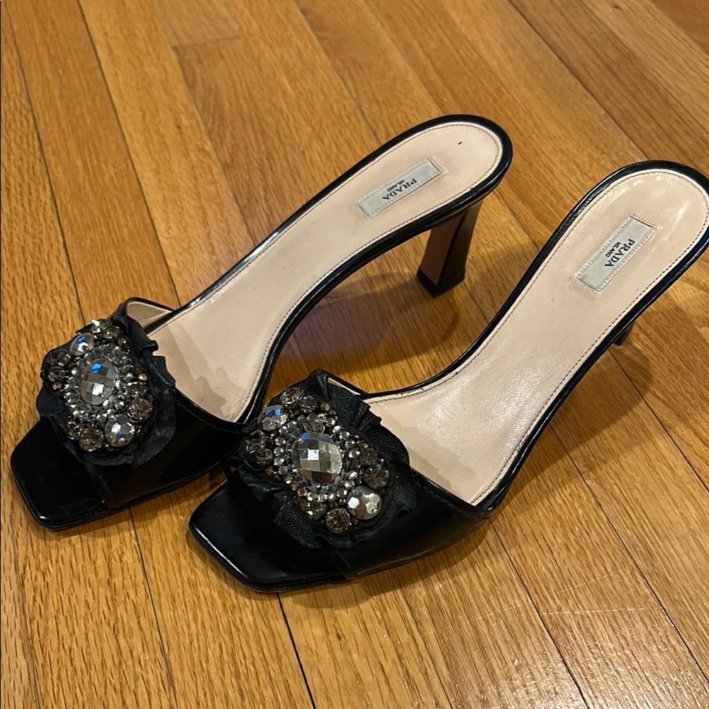 Prada Black Embellished Women's Heels